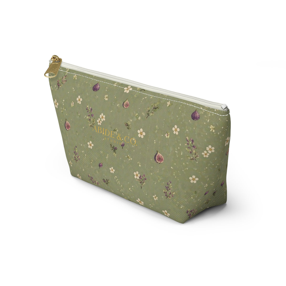 Olive Bloom Zippered Pouch