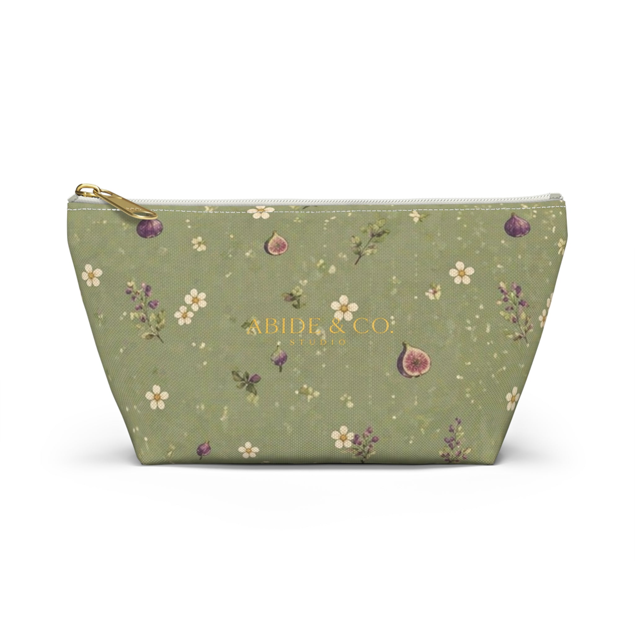 Olive Bloom Zippered Pouch