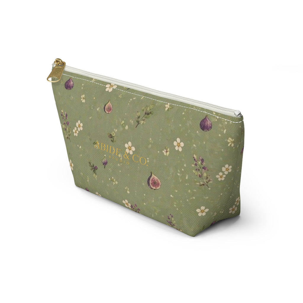 Olive Bloom Zippered Pouch