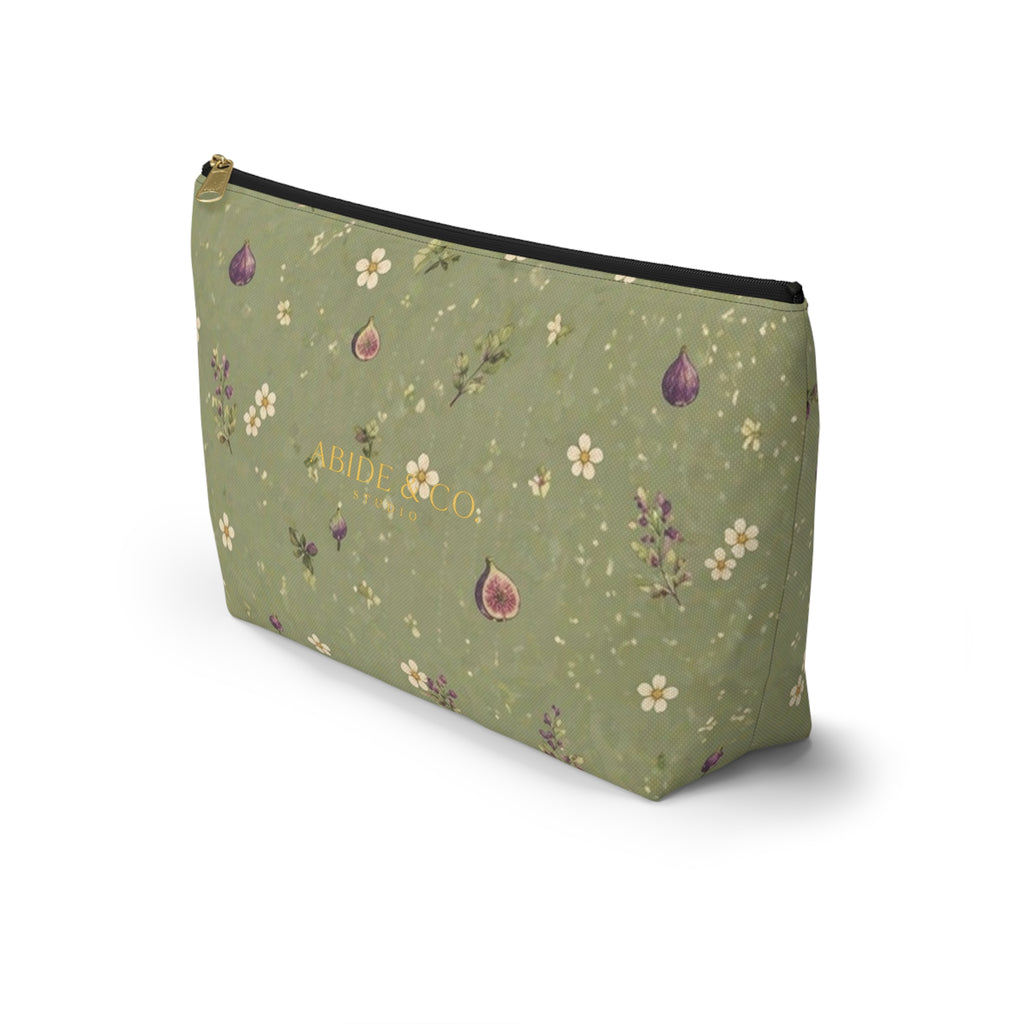Olive Bloom Zippered Pouch