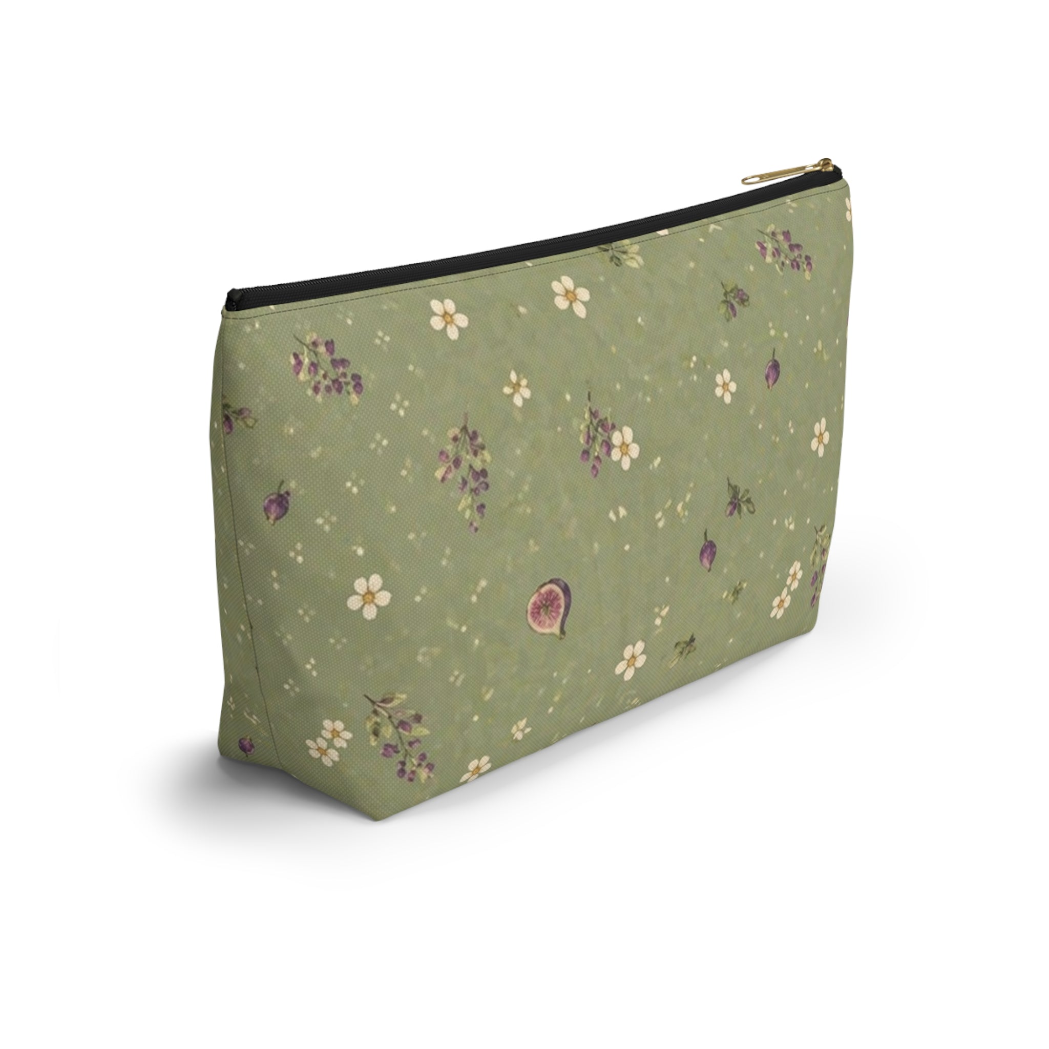 Olive Bloom Zippered Pouch