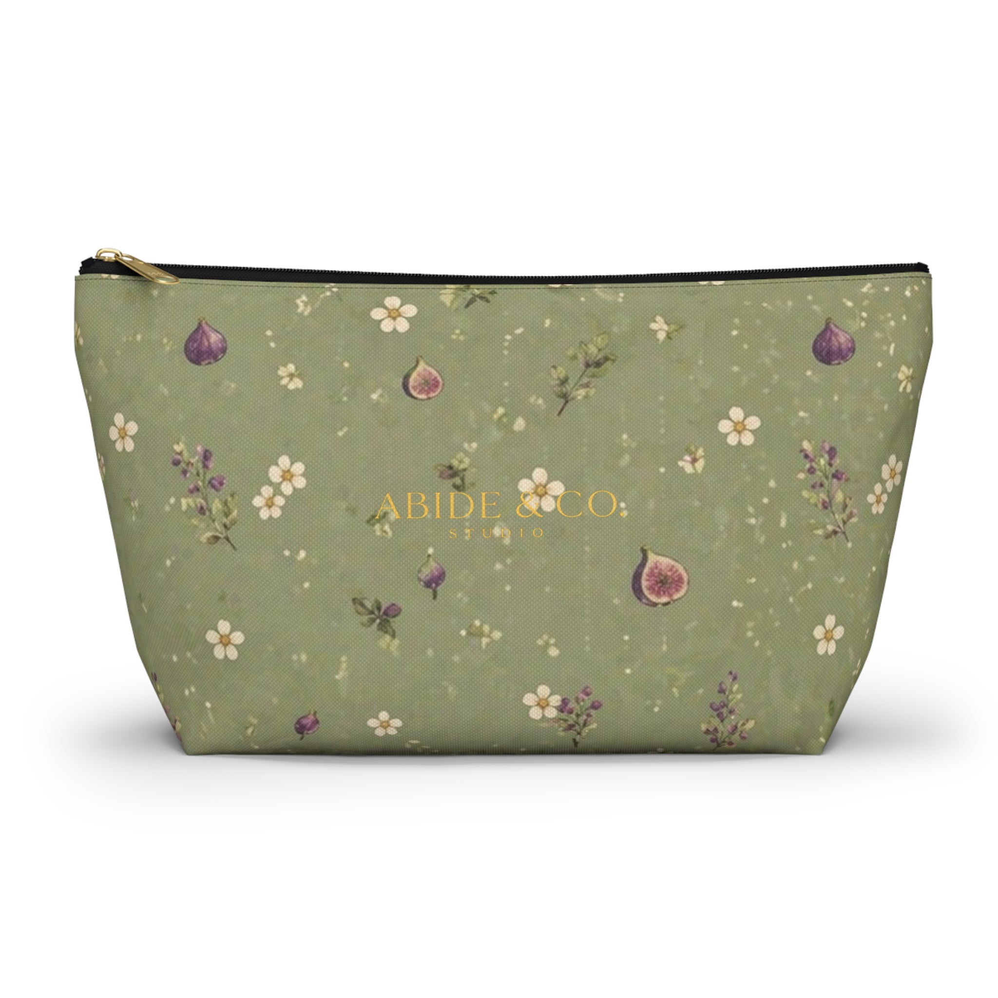 Olive Bloom Zippered Pouch
