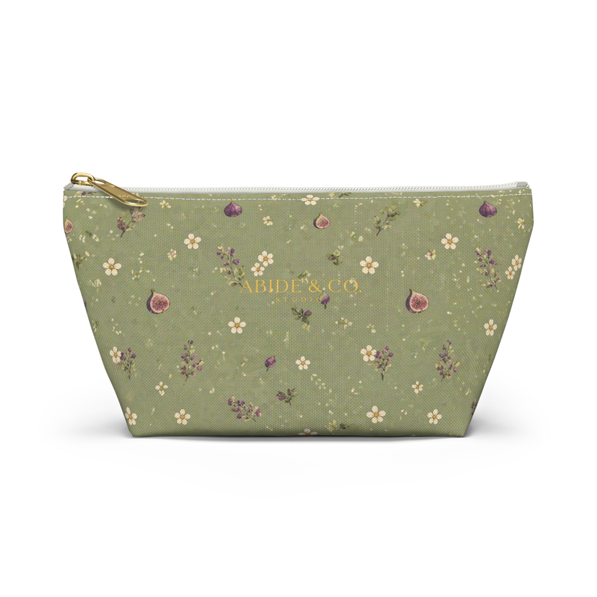 Olive Bloom Zippered Pouch