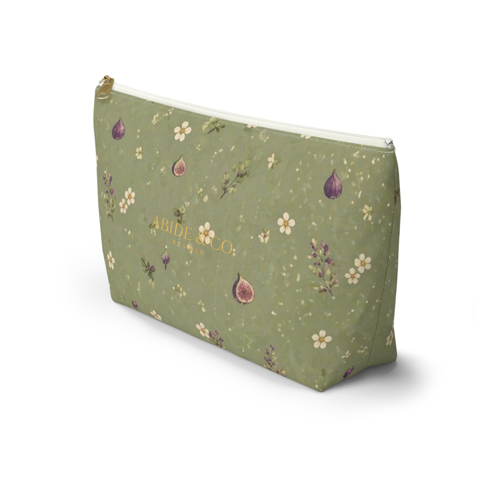 Olive Bloom Zippered Pouch