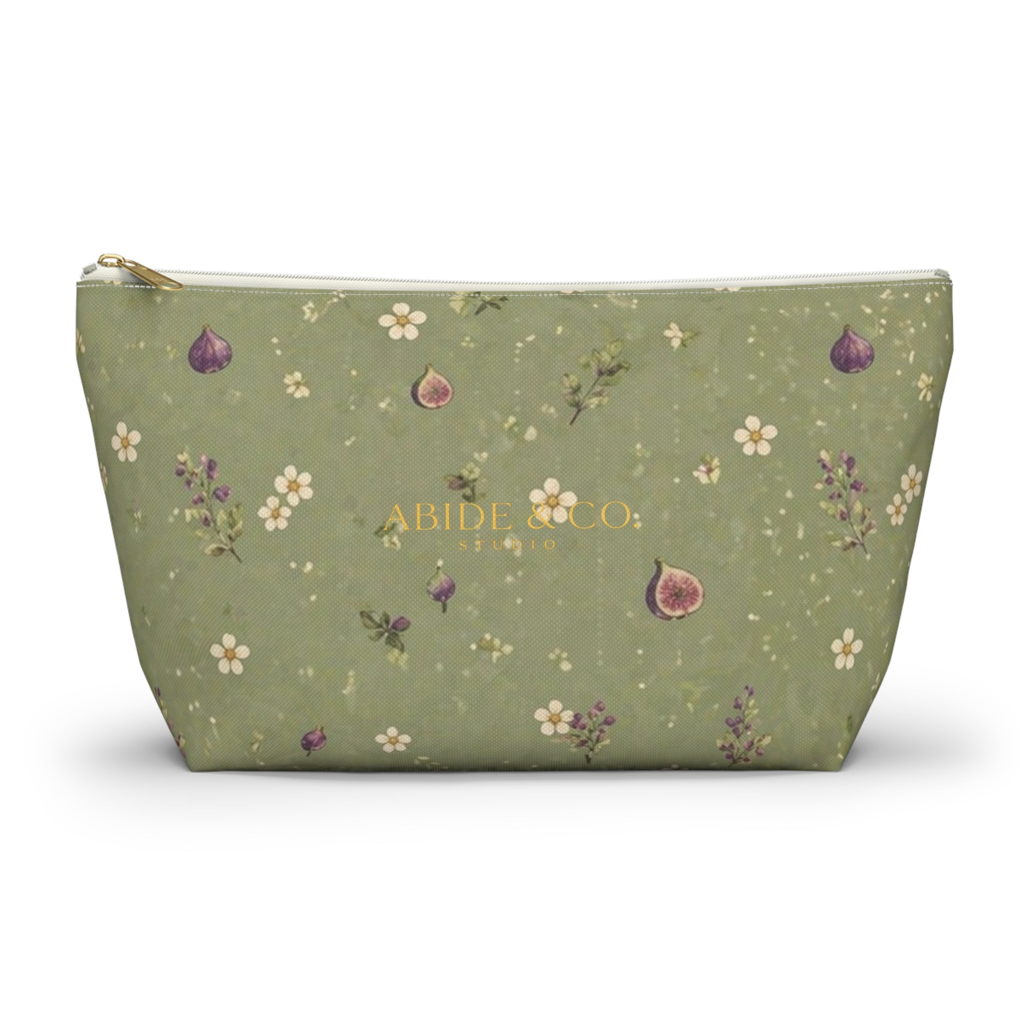 Olive Bloom Zippered Pouch