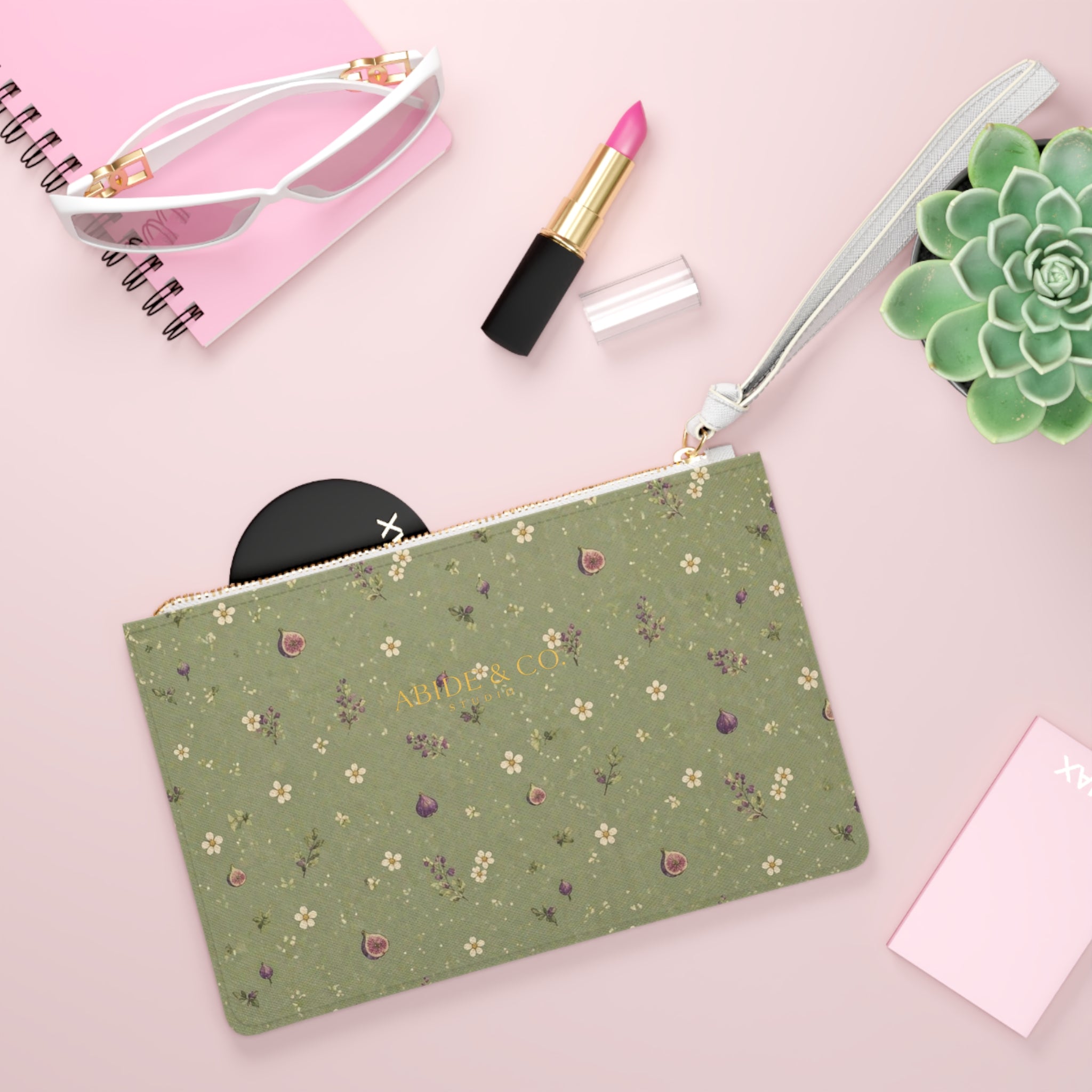 Olive Bloom Clutch Bag