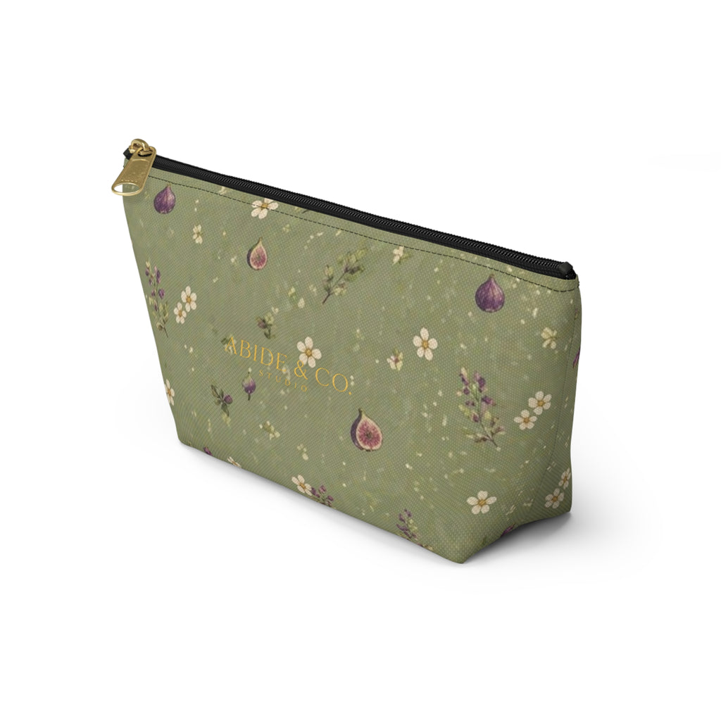 Olive Bloom Zippered Pouch