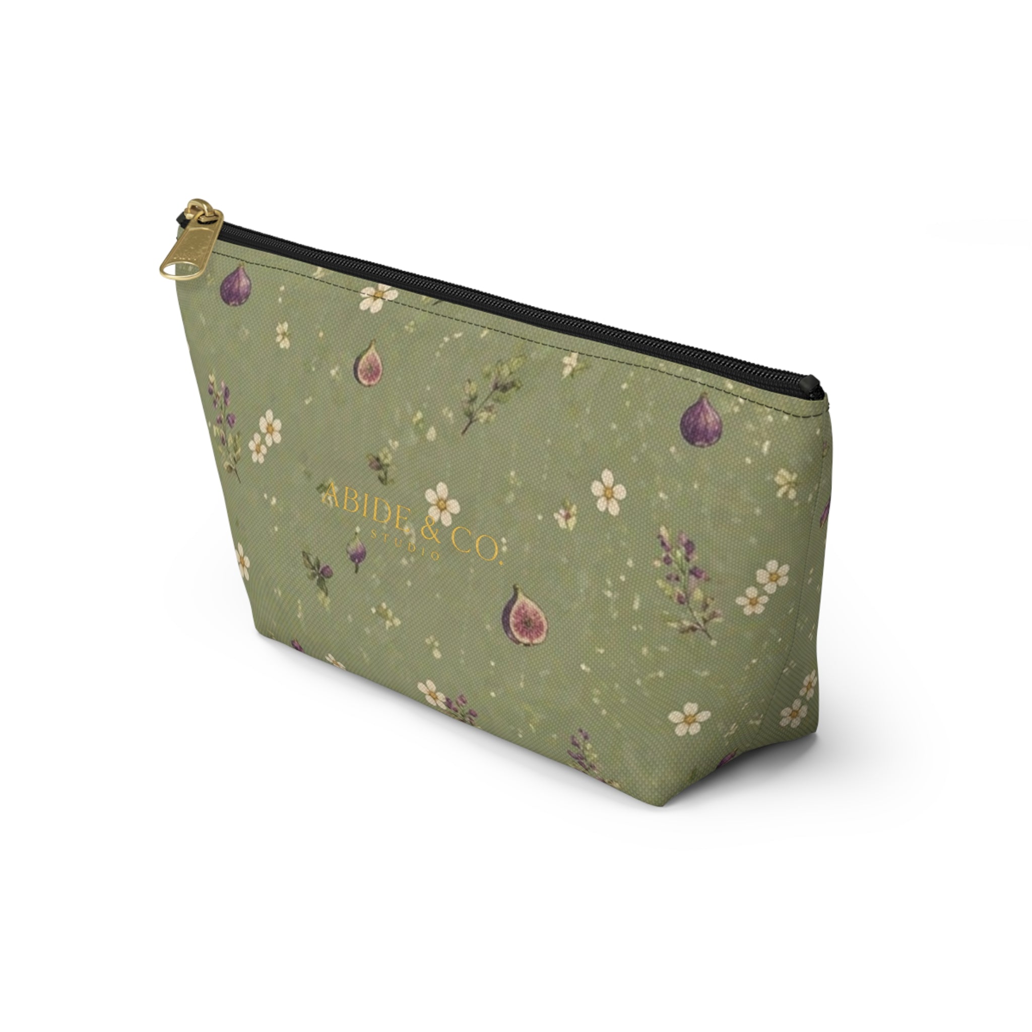 Olive Bloom Zippered Pouch