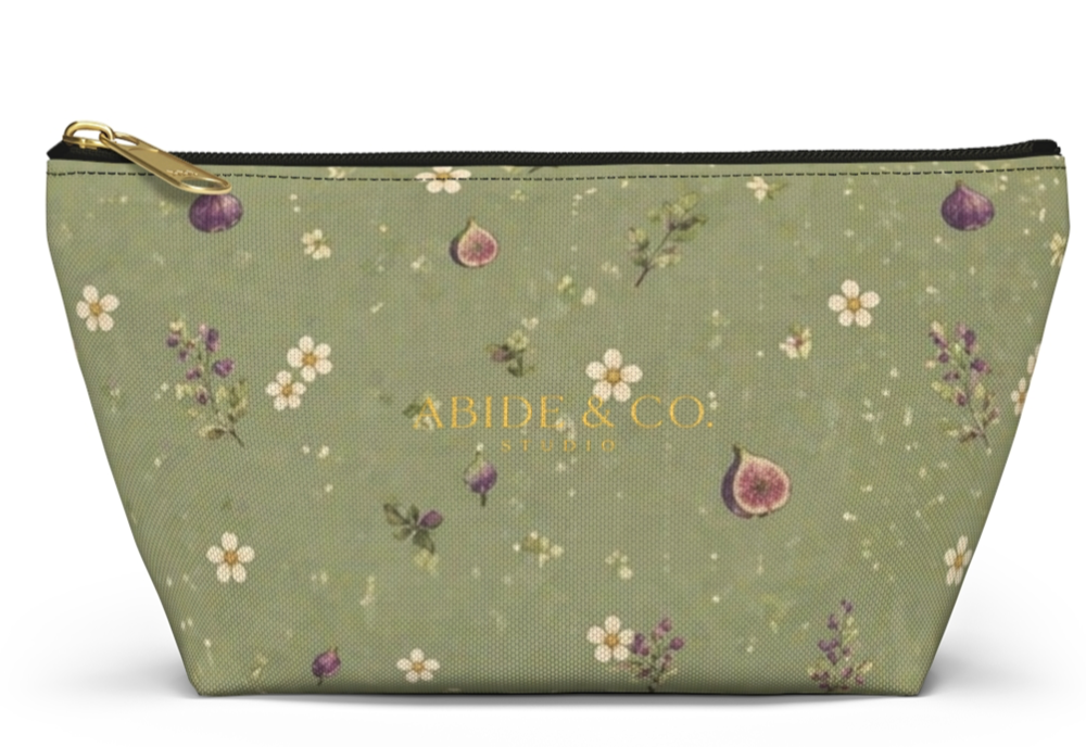 Olive Bloom Zippered Pouch